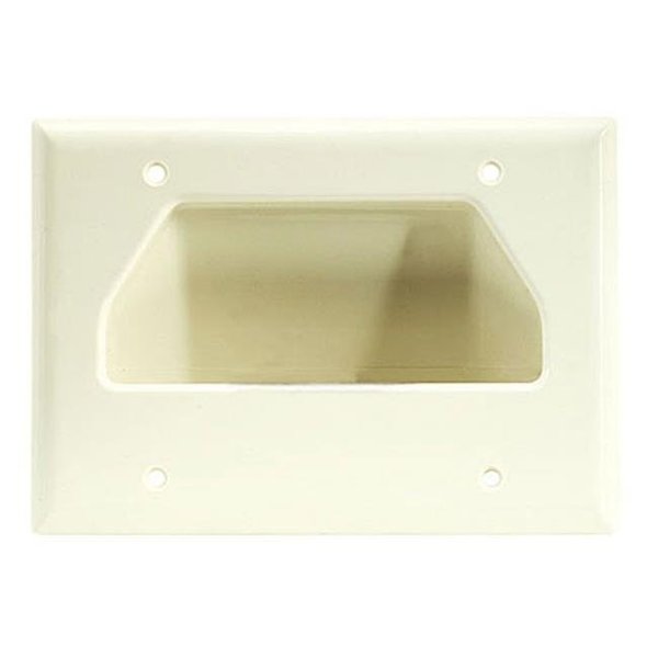 Cmple CMPLE 520-N Wall Plate- 3-Gang Recessed Low Voltage Cable- Lite Almond 520-N